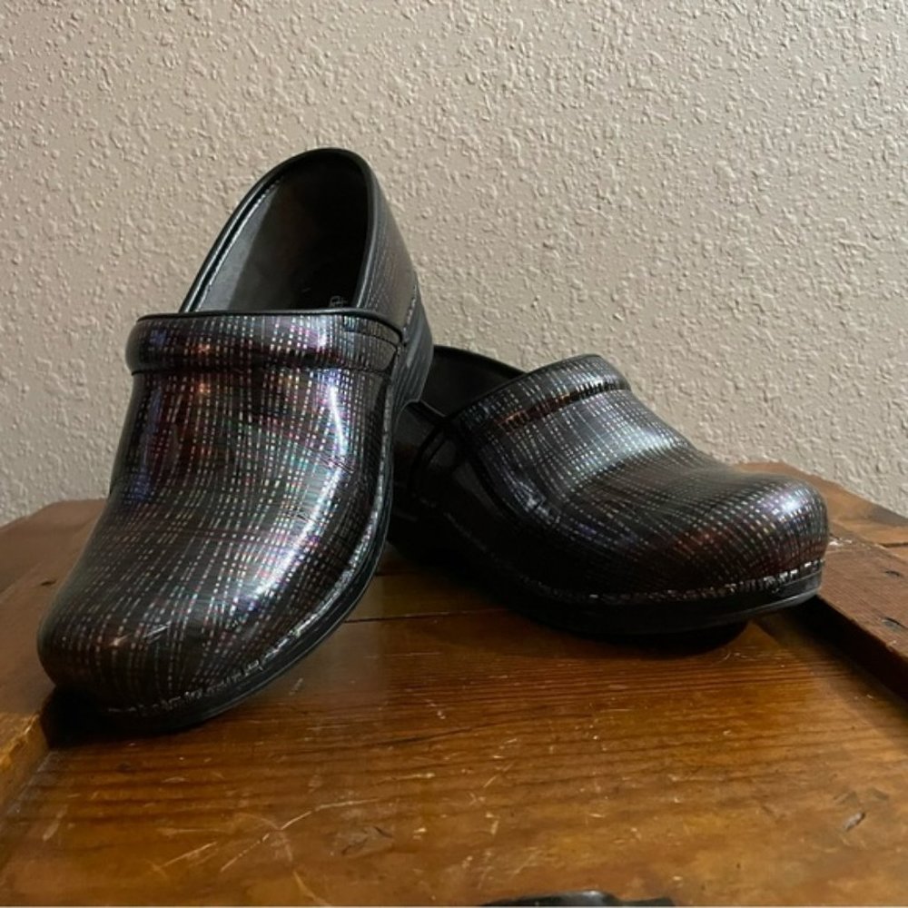 Dansko metallic striped professional clog